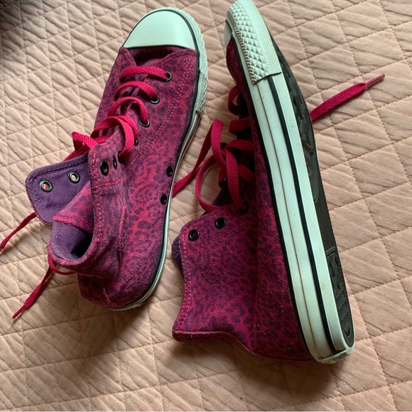 Rare - CONVERSE - High-top Leather Hot Pink Leopard prints - US 6 - EU 38,5 - Picture 2 of 11